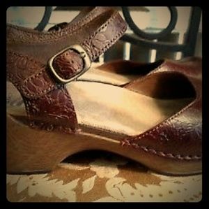 Dansko Sam floral tooled leather maryjane clogs